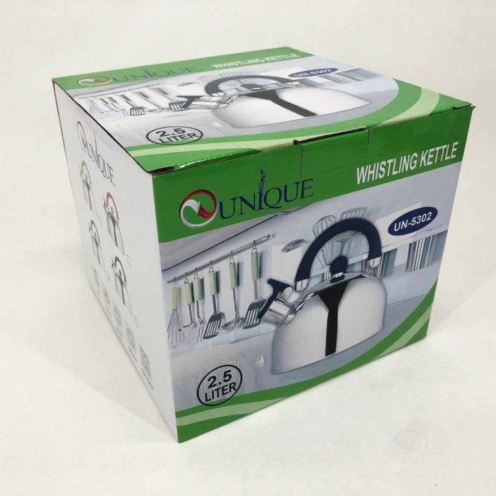 Чайник Unique із свистком UN-5302 2,5л, гарний чайник для газової плити, чайник на плиту. Колір: чорний