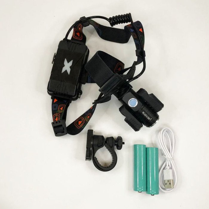 Ліхтар налобний W602-T6-2XPE Bike з велокріпленням 2x18650, світлодіодний ліхтар на лоб, надпотужний