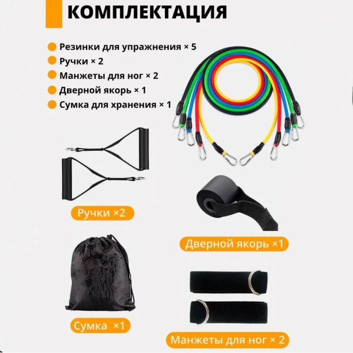 Еспандер гумовий джгут вправи, Гумка еспандер для фітнесу вправи, Фітнес гумки 5 в 1