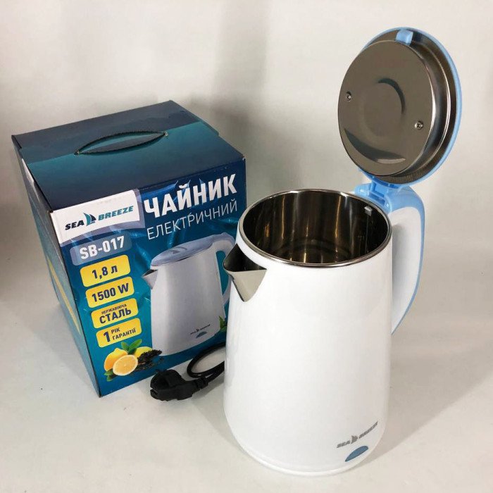 Електрочайник SeaBreeze SB-017 1.8 Л 1500 Вт стильний електричний чайник, чайник електро
