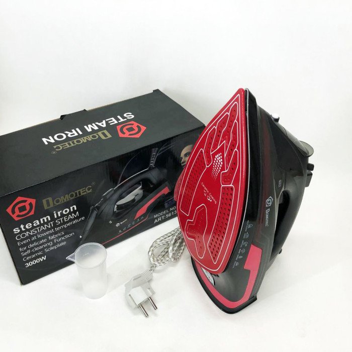 Праска з керамічним покриттям Domotec MS 2258 3000 Вт, праска з керамічною підошвою. Колір: червоний