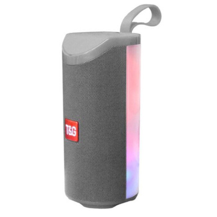 Портативна Bluetooth колонка TG-169 з різнокольоровим підсвічуванням FM-радіо 5Wx2. Колір: сірий