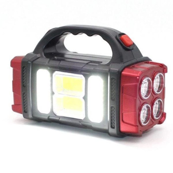 Переносний світлодіодний ліхтар-повербанк на сонячній батареї HB-2678 25W+2COB. Колір: червоний