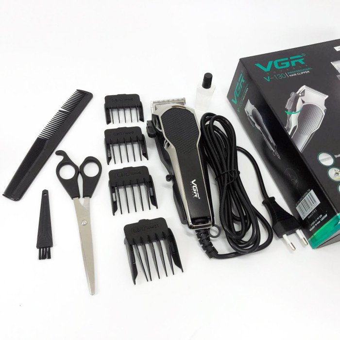 Машинка для стрижки VGR V-130 провідна професійна з насадками для окантовки триммер для волосся
