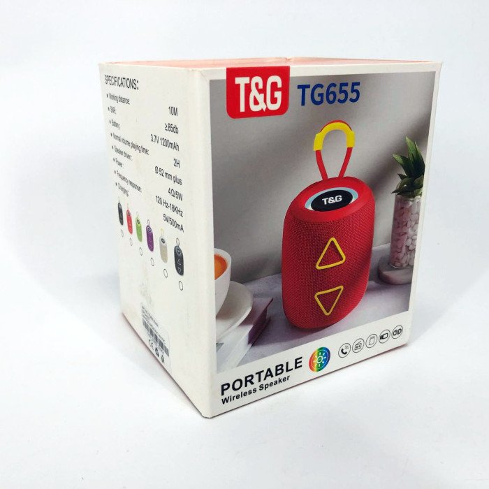 Портативна колонка TG655 5W з RGB підсвічуванням та ремінцем, Bluetooth колонка для вулиці. Колір: чорний