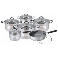 Набір посуду з кришками Edenberg EB-4080 із нержавіючої сталі 12 предметів 2.1л-6.5л
