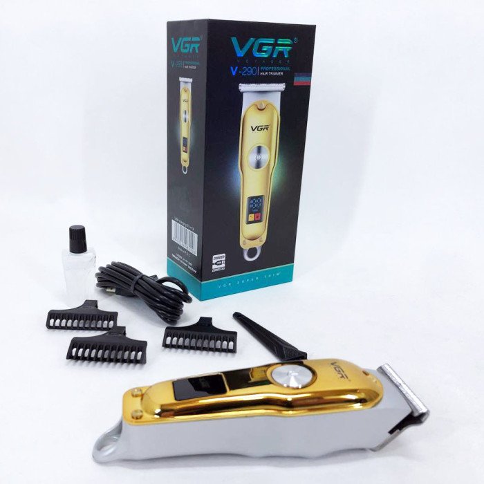 Тример для волосся та бороди VGR V-290 LED Display 3 насадки, машинка для стрижки волосся домашня