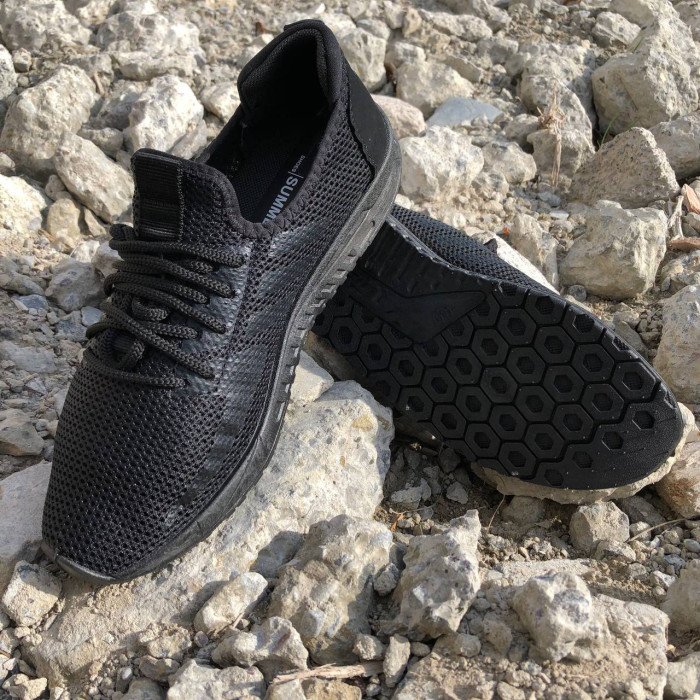 Кросівки з тканинним верхом із сітки 43 розмір. Літні кросівки сітка. Модель 67554. Колір: чорний