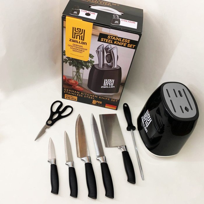 Набір ножів із нержавіючої сталі з основою Rainberg RB-2330 Black