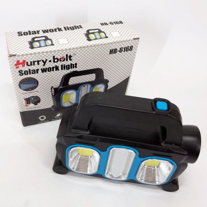 Ліхтар ручний на сонячній батареї 3в1 HB-6168-LED+2COB з боковою лампою, на 3 режими (з функцією Power Bank)