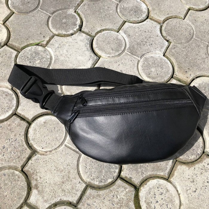 Сумка на пояс з еко-шкіри. Сумка через плече. Бананка чоловіча, жіноча. Колір чорний