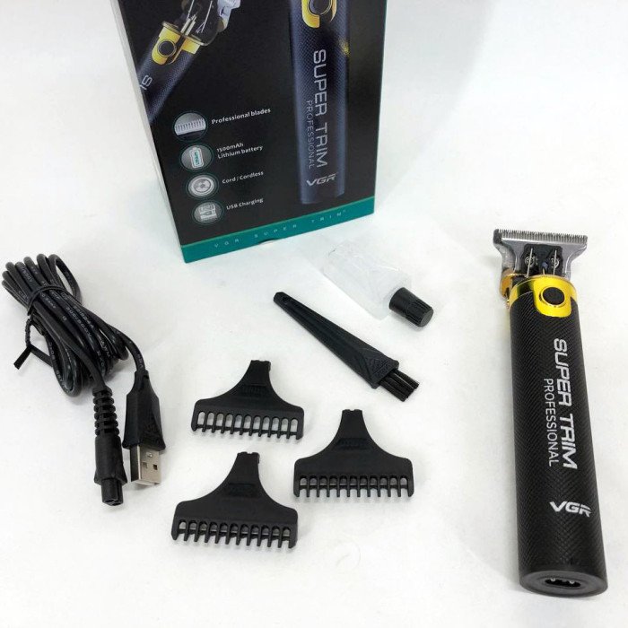 Машинка для стрижки VGR V-082 акумуляторна бездротова професійна + 3 насадки триммер для волосся