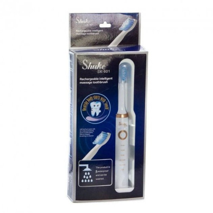 Зубна щітка електрична кругла Shuke SK-601 біла | Зубна щітка на батарейках дитяча Щітка shuke