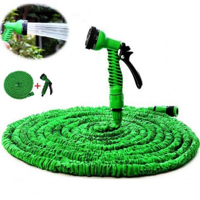 Шланг садовий Magic House 15.0м з розпилювачем (6 режимів). Колір: зелений