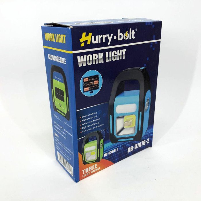 Ліхтар світлодіодний акумуляторний на сонячній батареї HB-9707 B-2 ZB-40, ліхтар переносний. Колір: синій