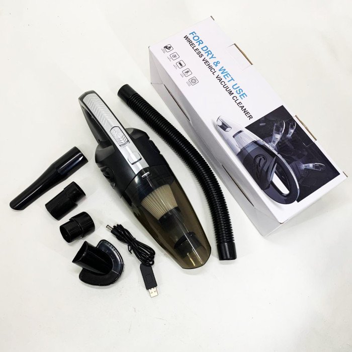 Потужний бездротовий пилосос автомобільний для сухого та вологого прибирання в машині та будинку +5 насадок