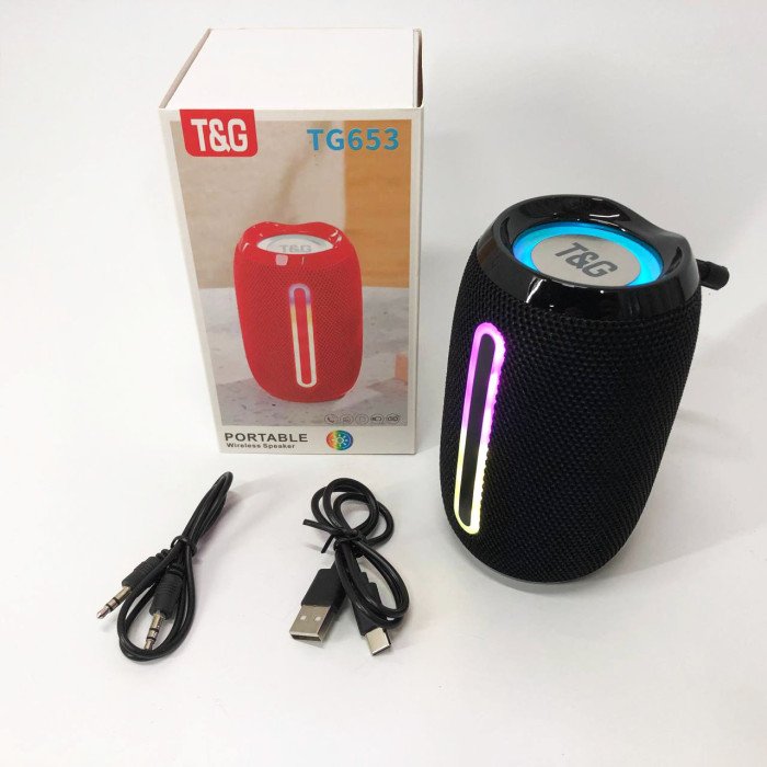 Портативна Bluetooth-колонка TG653 USB з ремінцем, акумуляторна колонка для музики. Колір: чорний
