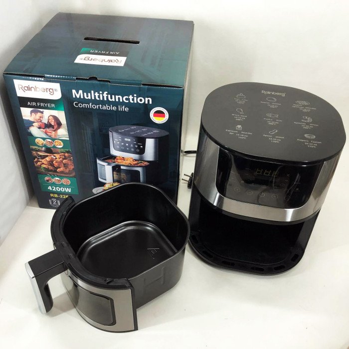 Аерогриль Rainberg RB-2268 4200 Вт аерофритюрниця безолійна без олії з регулюванням температури 8 л