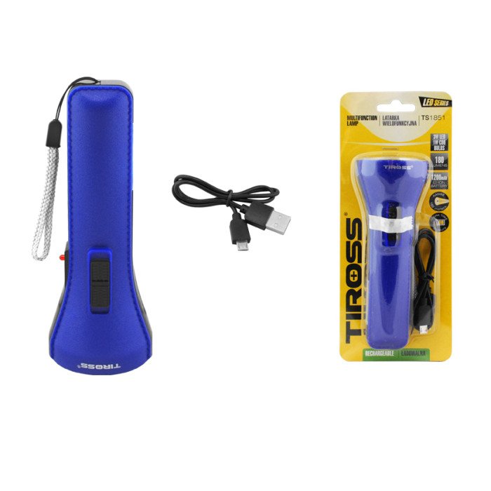 Ручний ліхтар (2 режими роботи) Tiross TS-1851 - економічний багатофункціональний акумуляторний ліхтарик. Колір: мікс