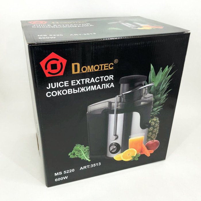 Електричний соковитискач Domotec MS-5220/3513 2 швидкості віджиму 600 W, соковитискач для моркви