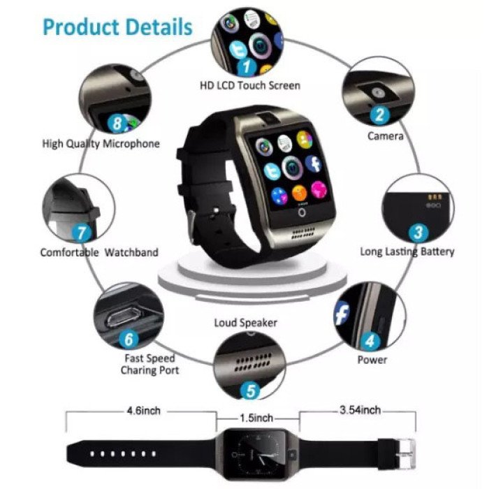 Смарт-годинник Smart Watch Q18. Колір: чорний