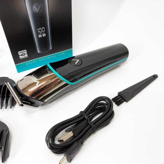 Професійна машинка для стрижки волосся триммер VGR V-291 з насадками, електробритва. Колір: зелений