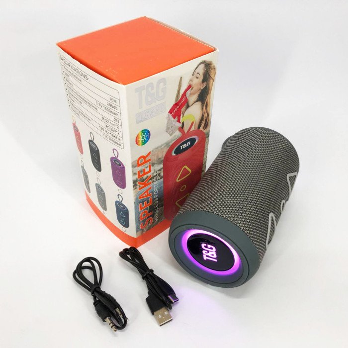 Bluetooth колонка портативна TG656 FM-радіо, Гучна блютуз колонка, Колонка для вечірки. Колір: сірий