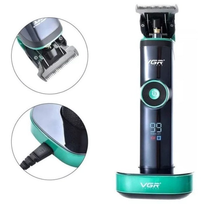 Універсальна машинка триммер для стрижки волосся VGR V-671 акумуляторний з набором насадок та LED дисплеєм