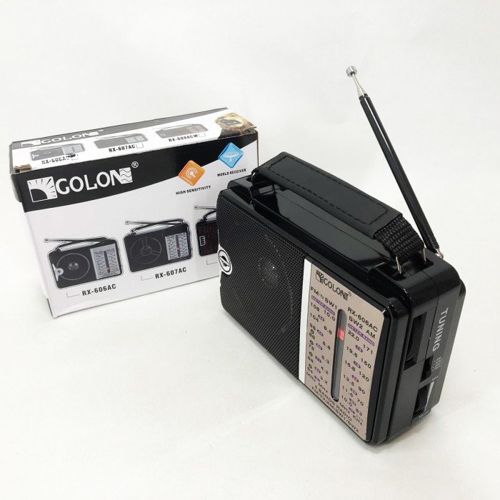 Радіоприймач портативне радіо Golon RX-606 від мережі та на батарейках приймач ретро колонка fm акустична