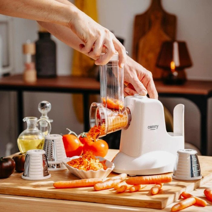 Електрична овочерізка Camry CR 4816 150Вт з 5 змінними насадками для швидкого овочів
