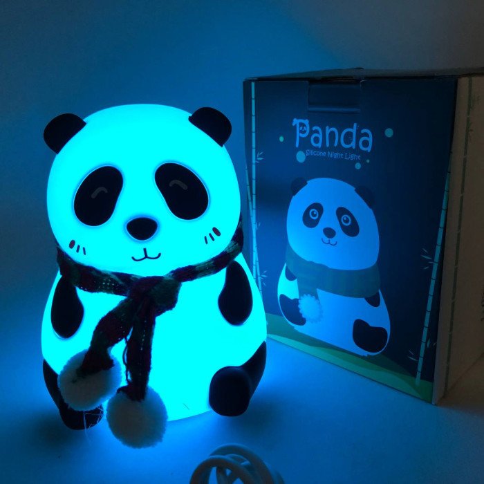 Дитячий силіконовий нічник світильник Панда 7 кольорів, Силіконовий нічник іграшка для дітей