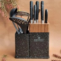 Набір кухонних ножів Edenberg EB-11098 із 12 предметів на стійці Black
