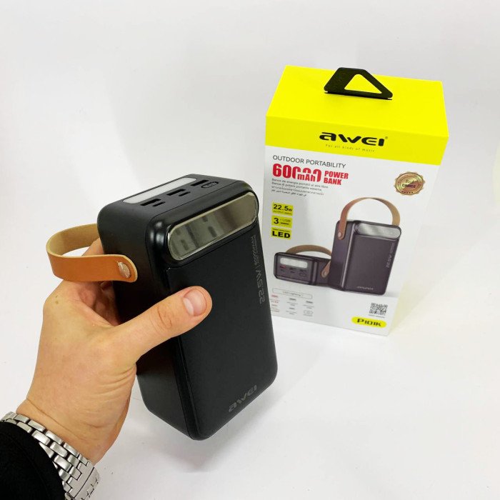 Зовнішній акумулятор Power Bank AWEI P101K 60000mah швидка зарядка