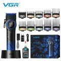 Професійна машинка для стрижки волосся VGR V-001 BLUE з дисплеєм 9000 об/хв та 10 насадками 1,5-24 мм