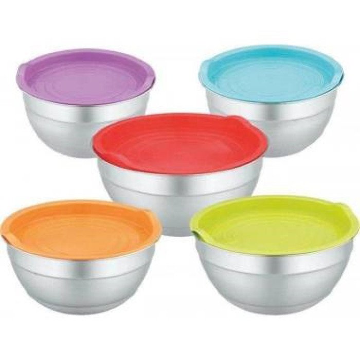 Набір металева миска з кришкою з нержавіючої сталі 5 штук для кухні природи миски ємності