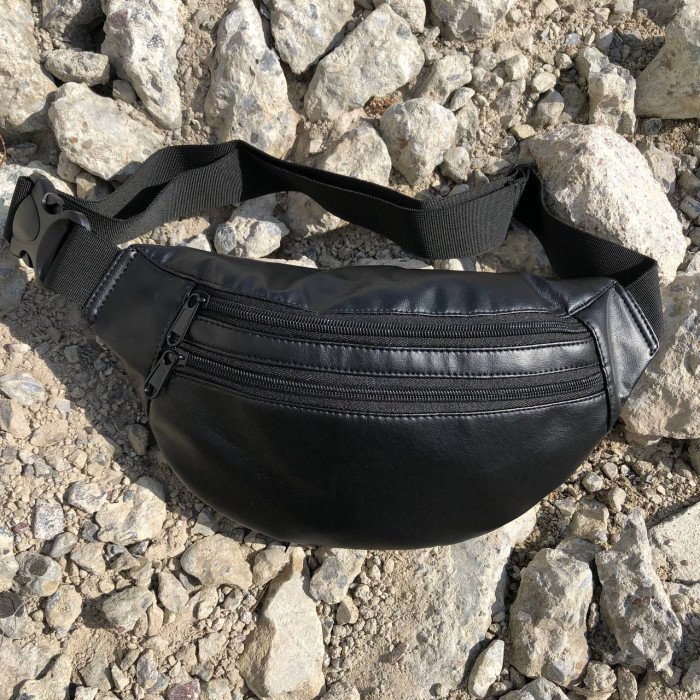 Сумка на пояс з еко-шкіри. Сумка через плече. Бананка чоловіча, жіноча. Колір чорний