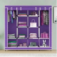 Складна тканинна шафа для одягу 170*45*170см Storage Rack, тканинна шафа для речей Фіолетова