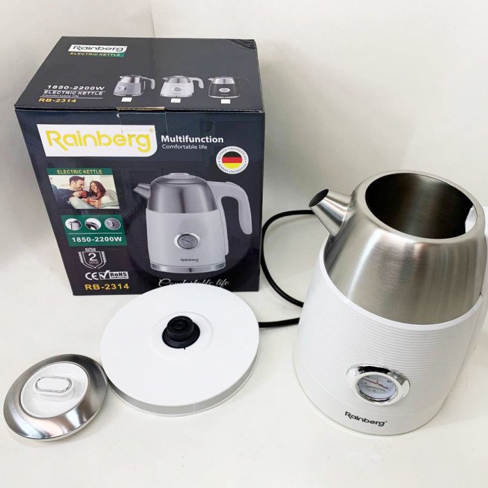 Чайник електричний з датчиком температури Rainberg RB-2314 2200Вт 1.7л White