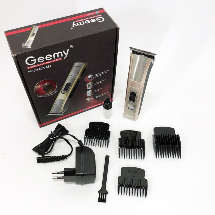 Машинка для стрижки Gemei GM-657 бездротова з комплектом насадок, Перукарські машинки