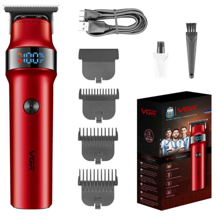 Машинка для стрижки волосся VGR V-987 RED, Бритва триммер для чоловіків