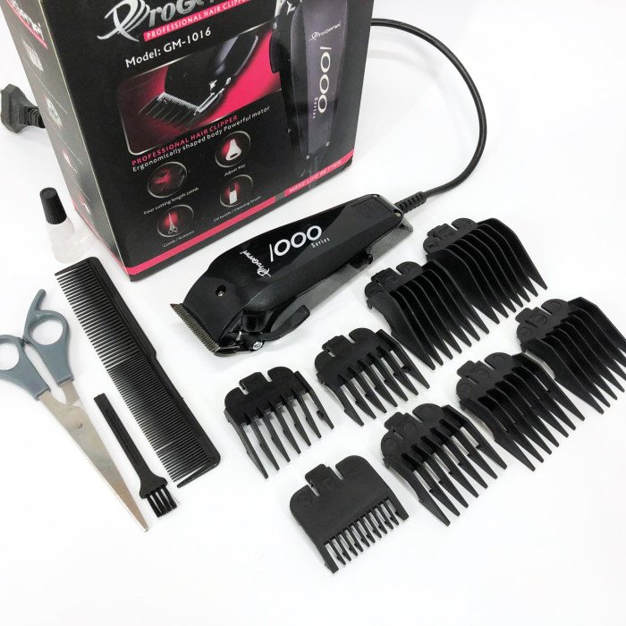 Машинка для стрижки провідна з насадками для волосся та бороди Gemei GM-1016 Pro + Ножиці та Гребінець