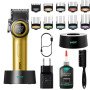 Професійна машинка для стрижки волосся VGR V-001 з дисплеєм 9000 об/хв та 10 насадками. Колір: золотий