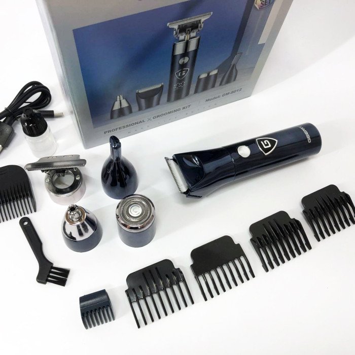 Чоловічий набір Geemy GM-8012 4 в 1, електробритва з насадками для бороди, триммер для бороди