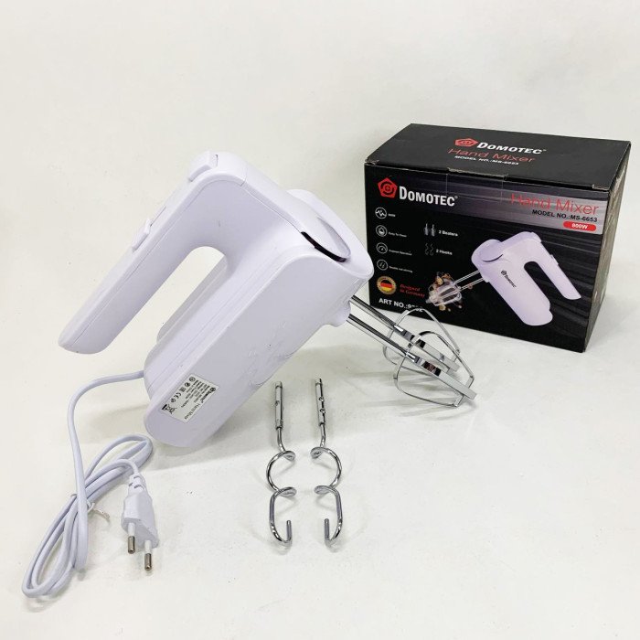 Ручний міксер Domotec R.6653W кухонний міксер із насадками 5 швидкостей 800 Вт білий