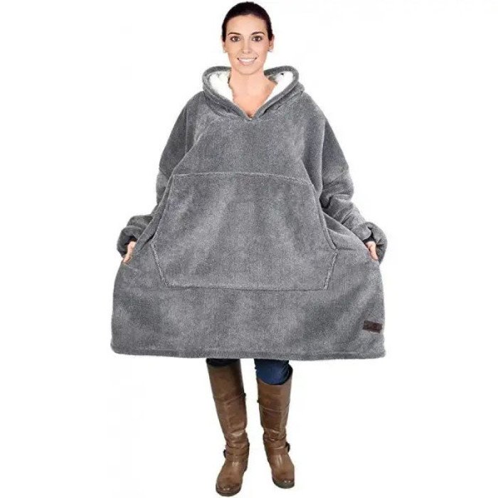 Толстовка плед з капюшоном і рукавами Huggle Hoodie оверсайз. Колір: сірий
