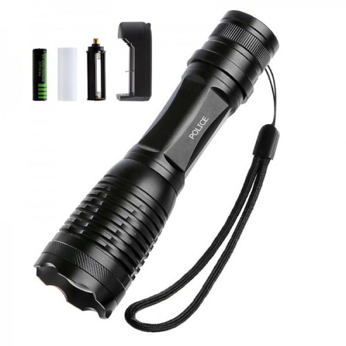 Ліхтар Police BL-1837-T6 (1х18650, зарядки 220В та 12В, 5 режимів, 1050 люмен), Водонепроникний ліхтар