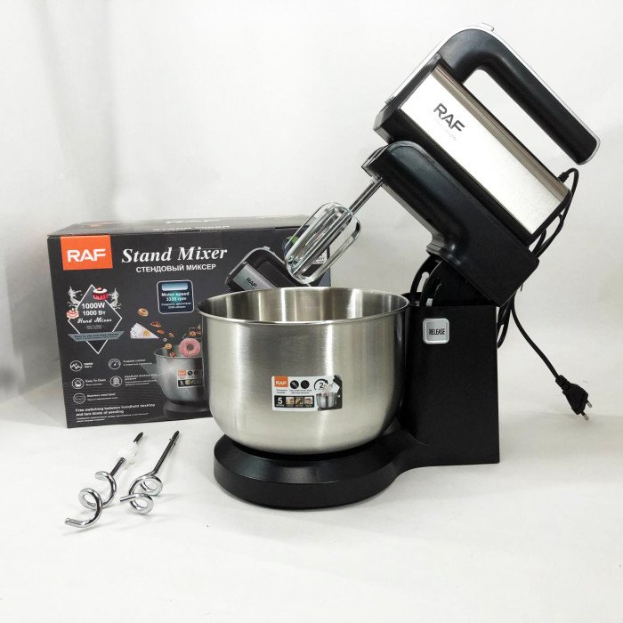 Стаціонарний міксер ручний RAF R.6652 із металевою чашею 3.5 л 1000 Вт