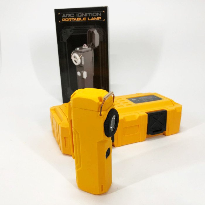 Ліхтарик-запальничка армійська MULTIFUNCTIONAL D51-COB електроімпульсна акумуляторна. Колір: жовтий