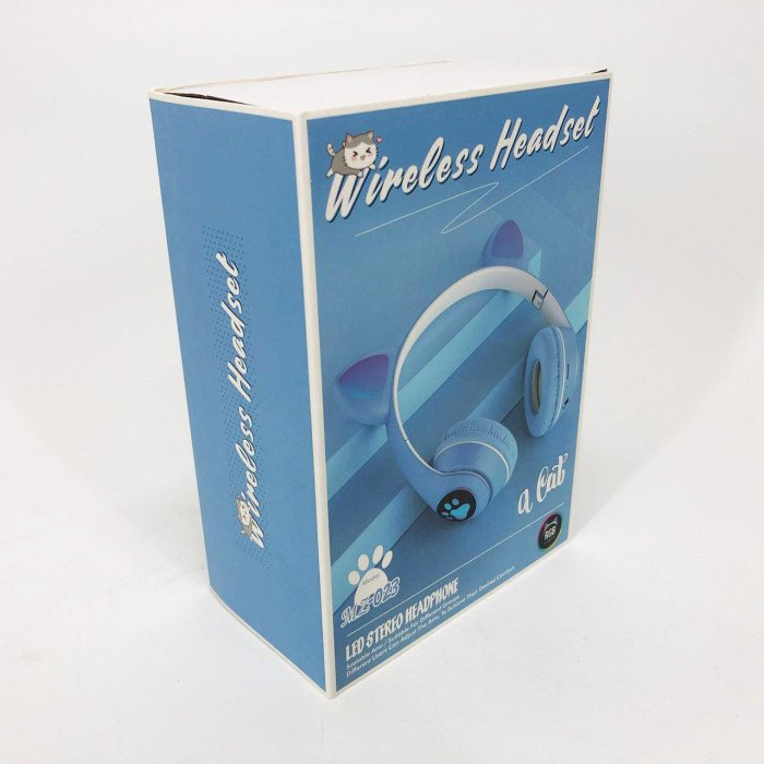 Бездротові навушники з котячими вушками та RGB підсвічуванням Cat VZV 23M. Колір: блакитний