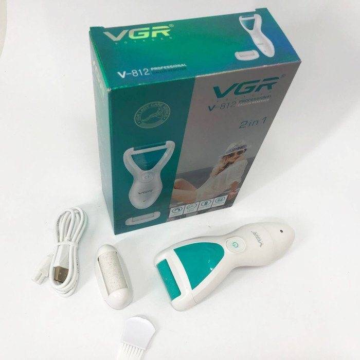 Електрична пемза для ніг з 2 насадками, від USB, VGR V-812 / Акумуляторна пемза для п'ят / Електропемза